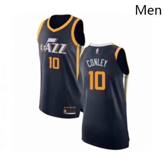 Mens Utah Jazz 10 Mike Conley Authentic Navy Blue Basketball Jersey Icon Edition